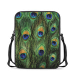 Peacock Tail Print Rectangular Crossbody Bag
