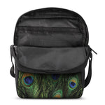 Peacock Tail Print Rectangular Crossbody Bag