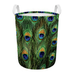 Peacock Tail Print Round Laundry Basket