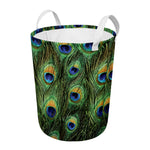 Peacock Tail Print Round Laundry Basket