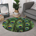 Peacock Tail Print Round Rug