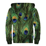 Peacock Tail Print Sherpa Lined Zip Up Hoodie