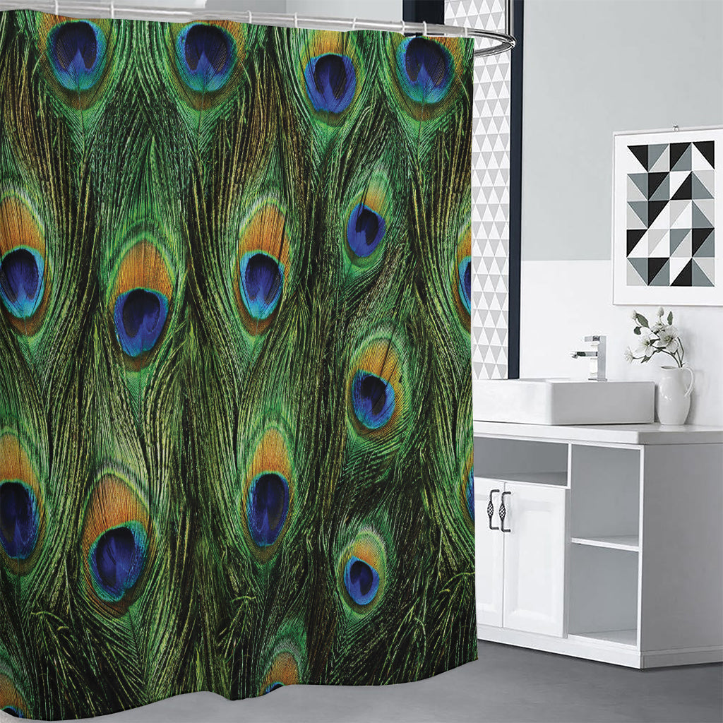 Peacock Tail Print Shower Curtain
