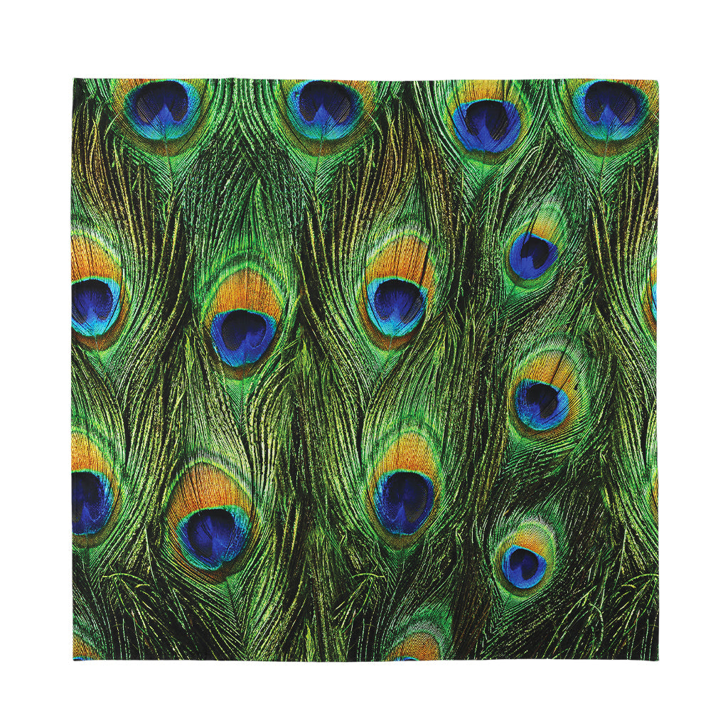 Peacock Tail Print Silk Bandana