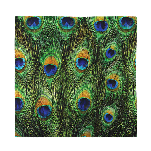 Peacock Tail Print Silk Bandana
