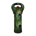 Peacock Tail Print Single Neoprene Wine Tote