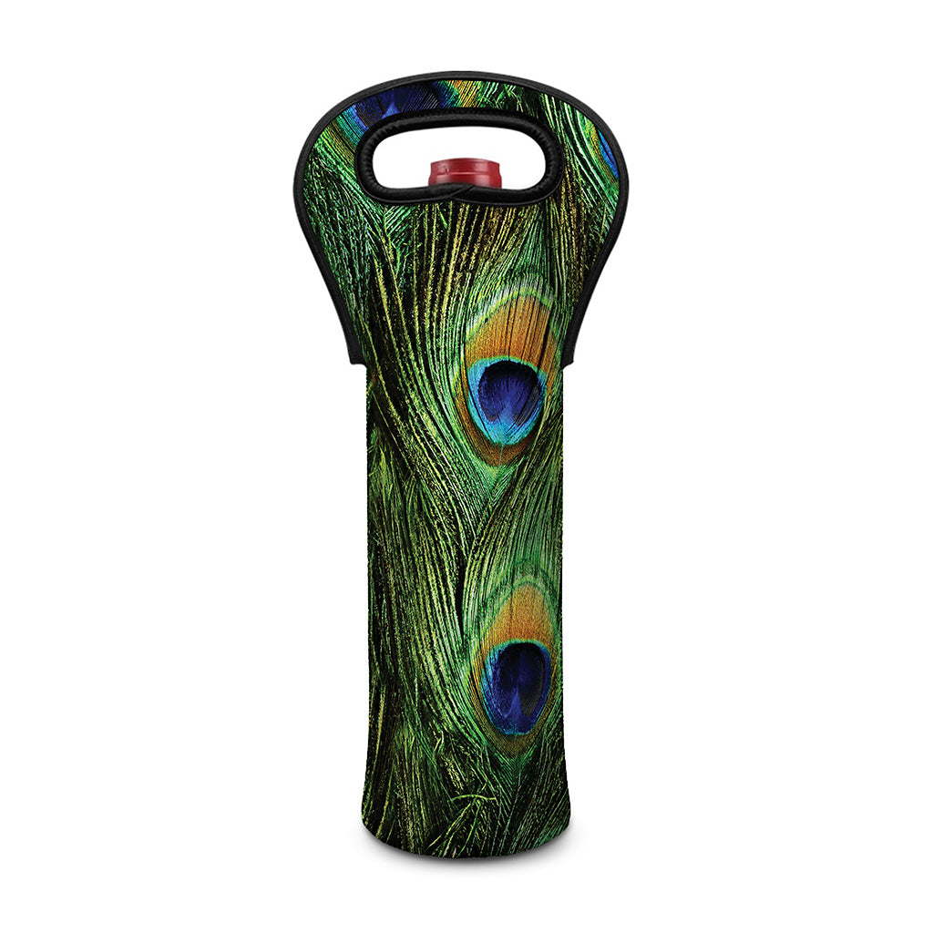 Peacock Tail Print Single Neoprene Wine Tote