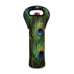 Peacock Tail Print Single Neoprene Wine Tote
