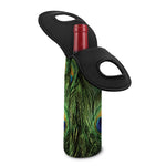 Peacock Tail Print Single Neoprene Wine Tote
