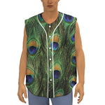 Peacock Tail Print Sleeveless Baseball Jersey