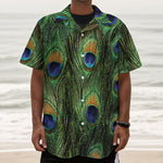 Peacock Tail Print Textured Short Sleeve Shirt