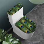 Peacock Tail Print Toilet Lid And Tank Cover Set