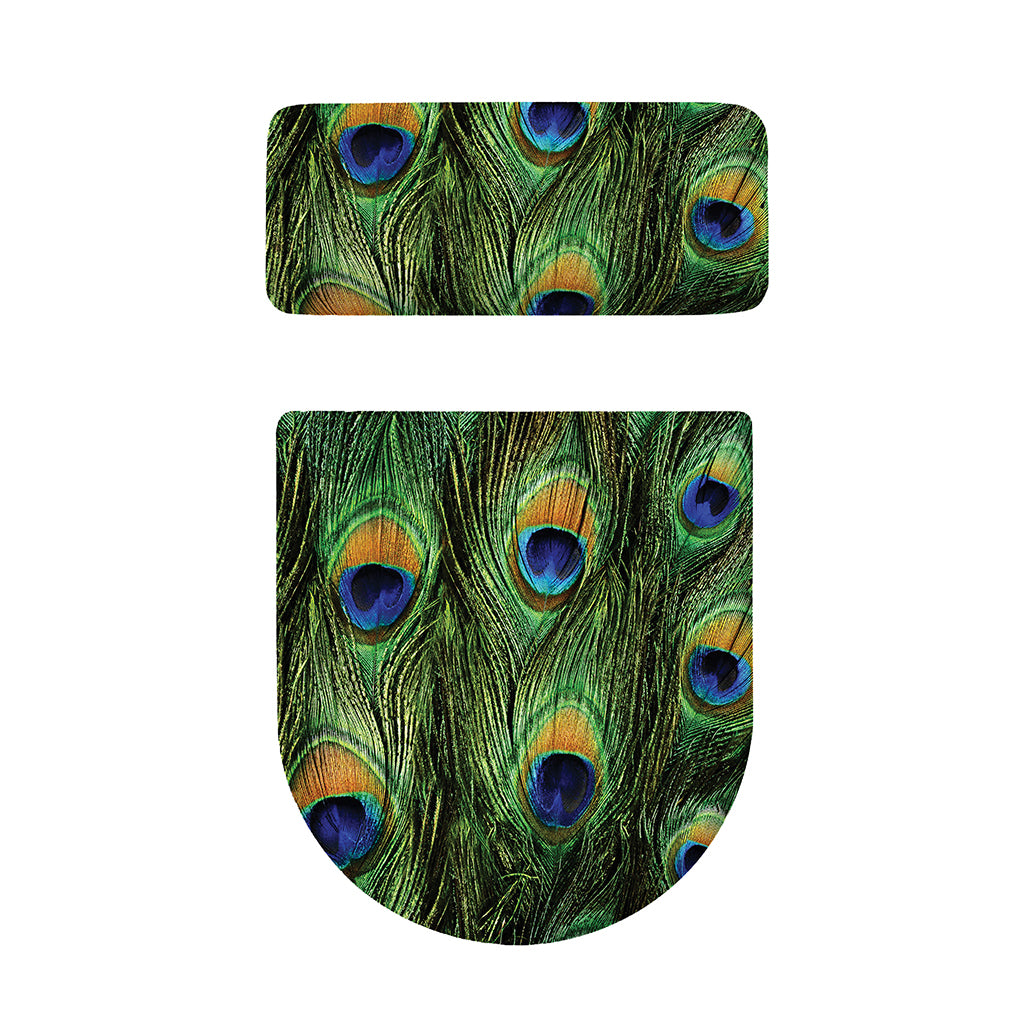 Peacock Tail Print Toilet Lid And Tank Cover Set