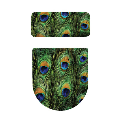 Peacock Tail Print Toilet Lid And Tank Cover Set