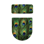 Peacock Tail Print Toilet Lid And Tank Cover Set