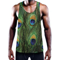 Peacock Tail Print Men's Workout Tank Top