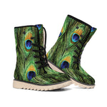 Peacock Tail Print Winter Boots
