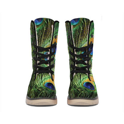 Peacock Tail Print Winter Boots