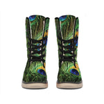 Peacock Tail Print Winter Boots