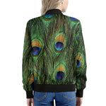 Peacock Tail Print Women's Bomber Jacket