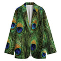 Peacock Tail Print Women's Cotton Blazer
