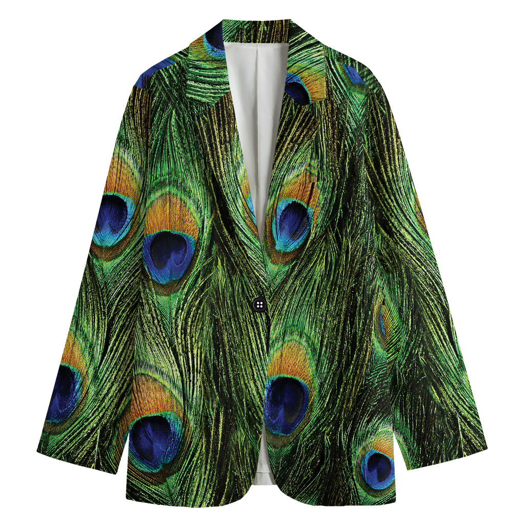 Peacock Tail Print Women's Cotton Blazer