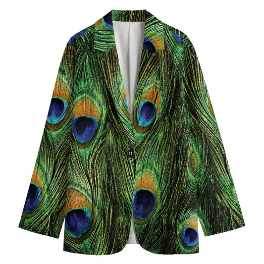 Peacock Tail Print Women's Cotton Blazer