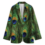 Peacock Tail Print Women's Cotton Blazer