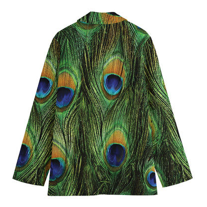 Peacock Tail Print Women's Cotton Blazer