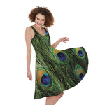 Peacock Tail Print Women's Sleeveless Dress