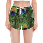 Peacock Tail Print Women's Split Running Shorts