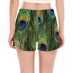 Peacock Tail Print Women's Split Running Shorts