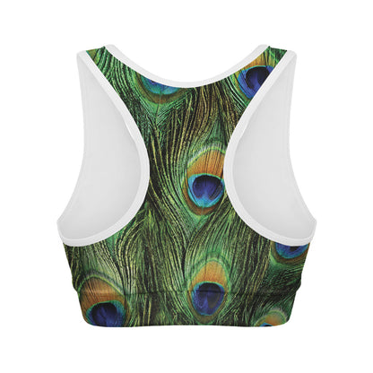 Peacock Tail Print Women's Sports Bra
