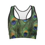 Peacock Tail Print Women's Sports Bra