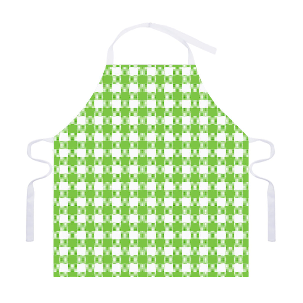 Pear Green And White Gingham Print Adjustable Apron