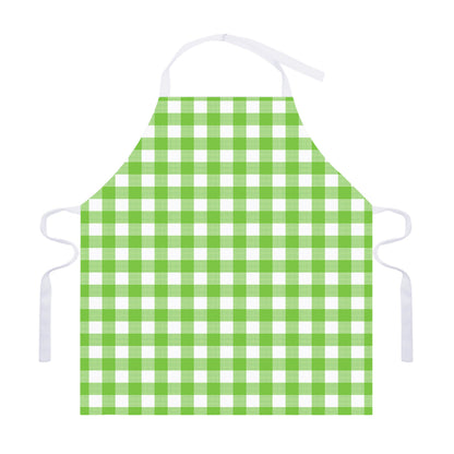 Pear Green And White Gingham Print Adjustable Apron
