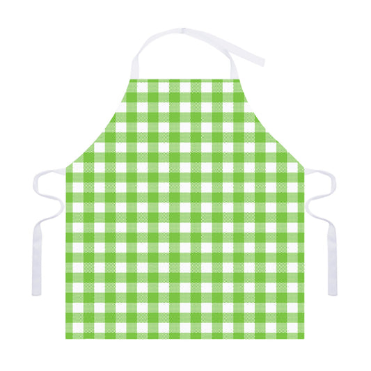 Pear Green And White Gingham Print Adjustable Apron