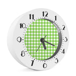 Pear Green And White Gingham Print Alarm Clock
