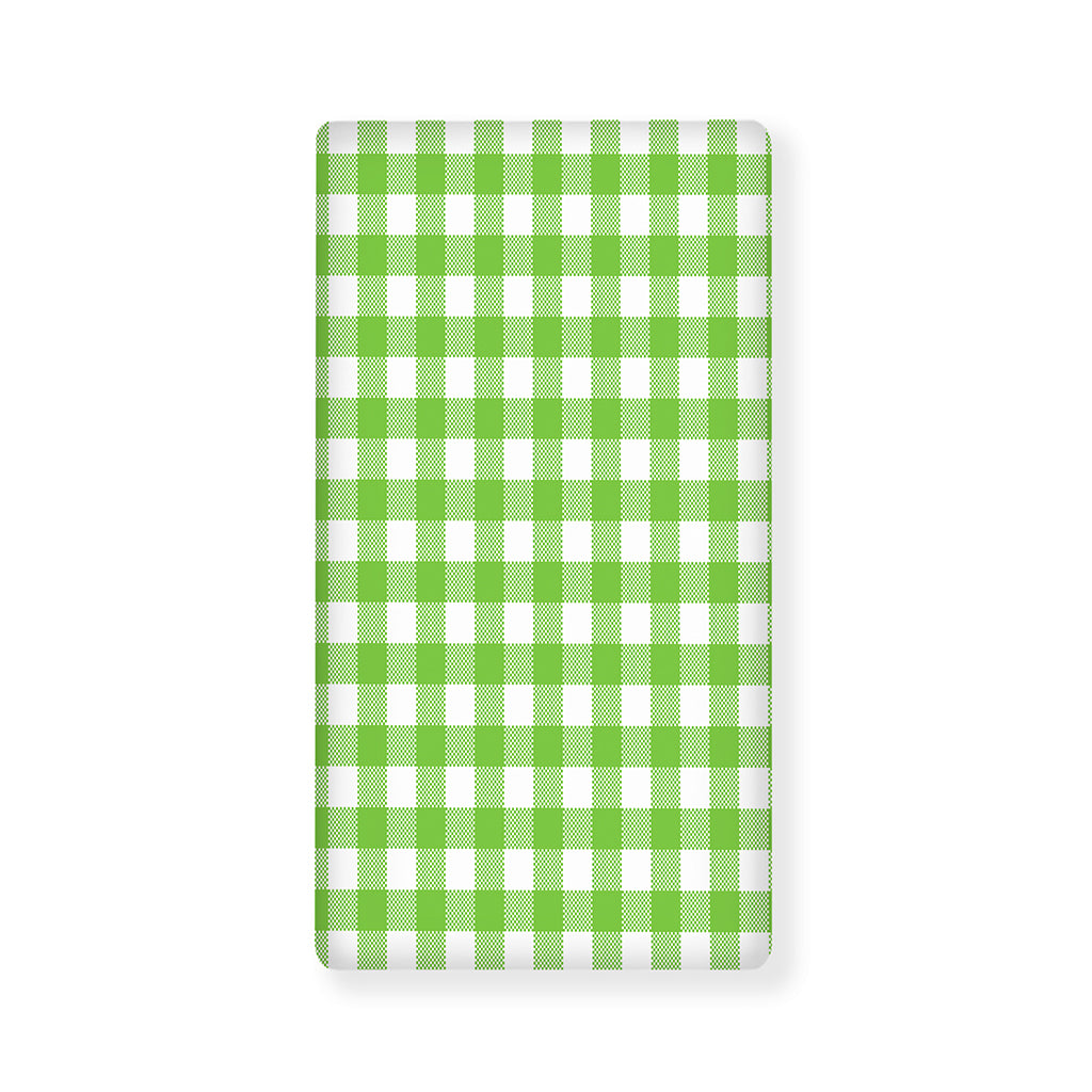 Pear Green And White Gingham Print Baby Crib Sheet
