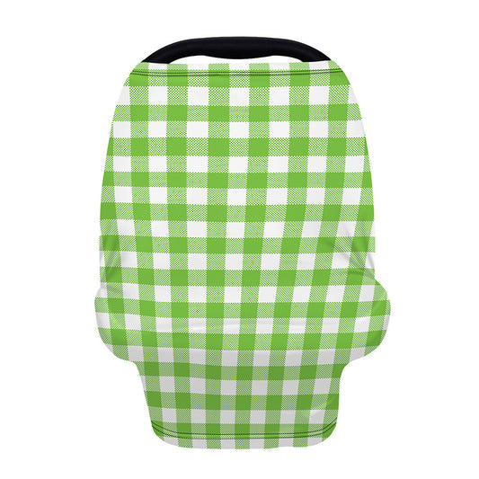 Pear Green And White Gingham Print Baby Seat Cover
