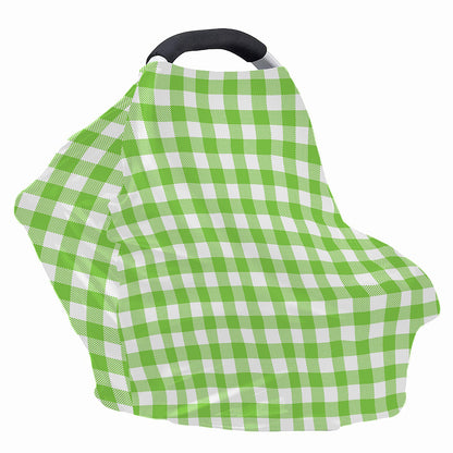 Pear Green And White Gingham Print Baby Seat Cover