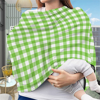 Pear Green And White Gingham Print Baby Seat Cover