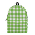 Pear Green And White Gingham Print School Backpack