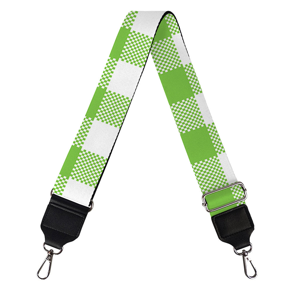 Pear Green And White Gingham Print Bag Strap