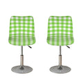 Pear Green And White Gingham Print Bar Stool Covers