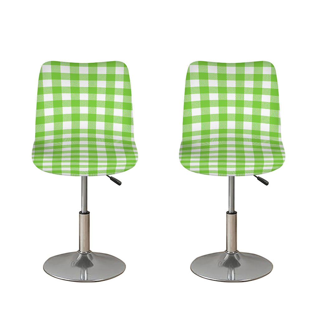 Pear Green And White Gingham Print Bar Stool Covers