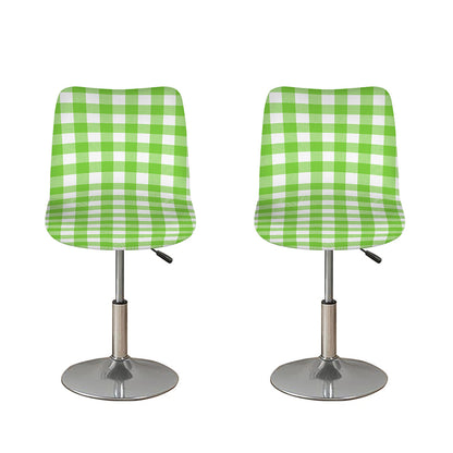 Pear Green And White Gingham Print Bar Stool Covers