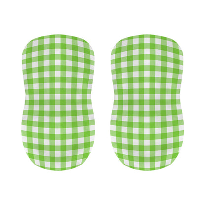 Pear Green And White Gingham Print Bar Stool Covers