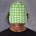 Pear Green And White Gingham Print Baseball Cap