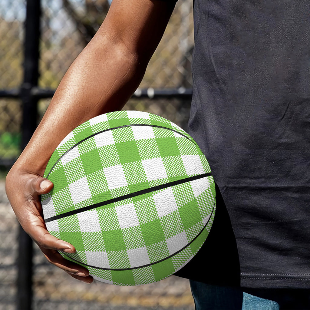 Pear Green And White Gingham Print Basketball